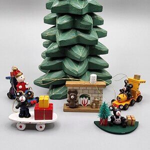 Vintage Hand Painted Wooden Christmas Ornaments